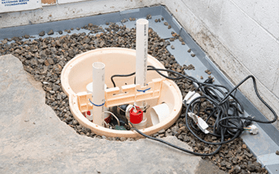 Interior Basement Waterproofing System - Drain Tile and Sump Pump
