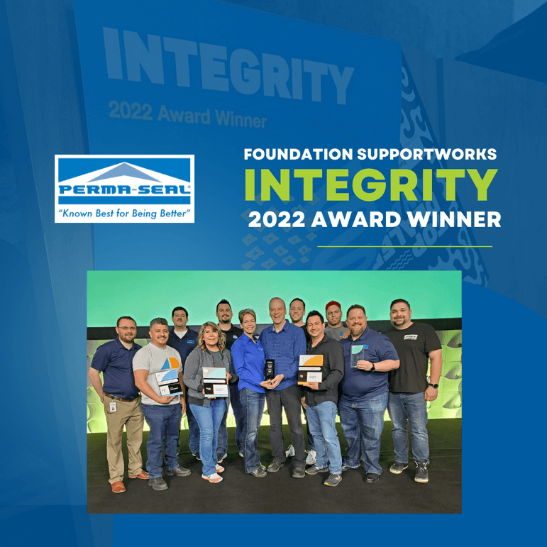 Perma-Seal Team Receiving 2022 Foundation Supportworks Integrity Award