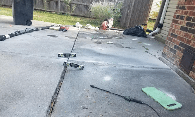 Uneven Concrete Driveway Leveling