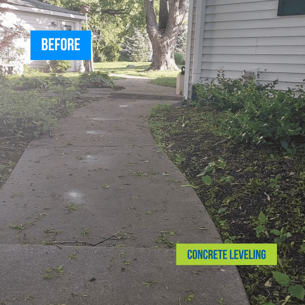 Uneven concrete sidewalk