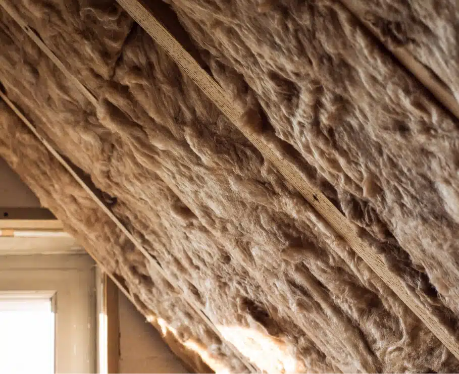 old attic insulation in the roof