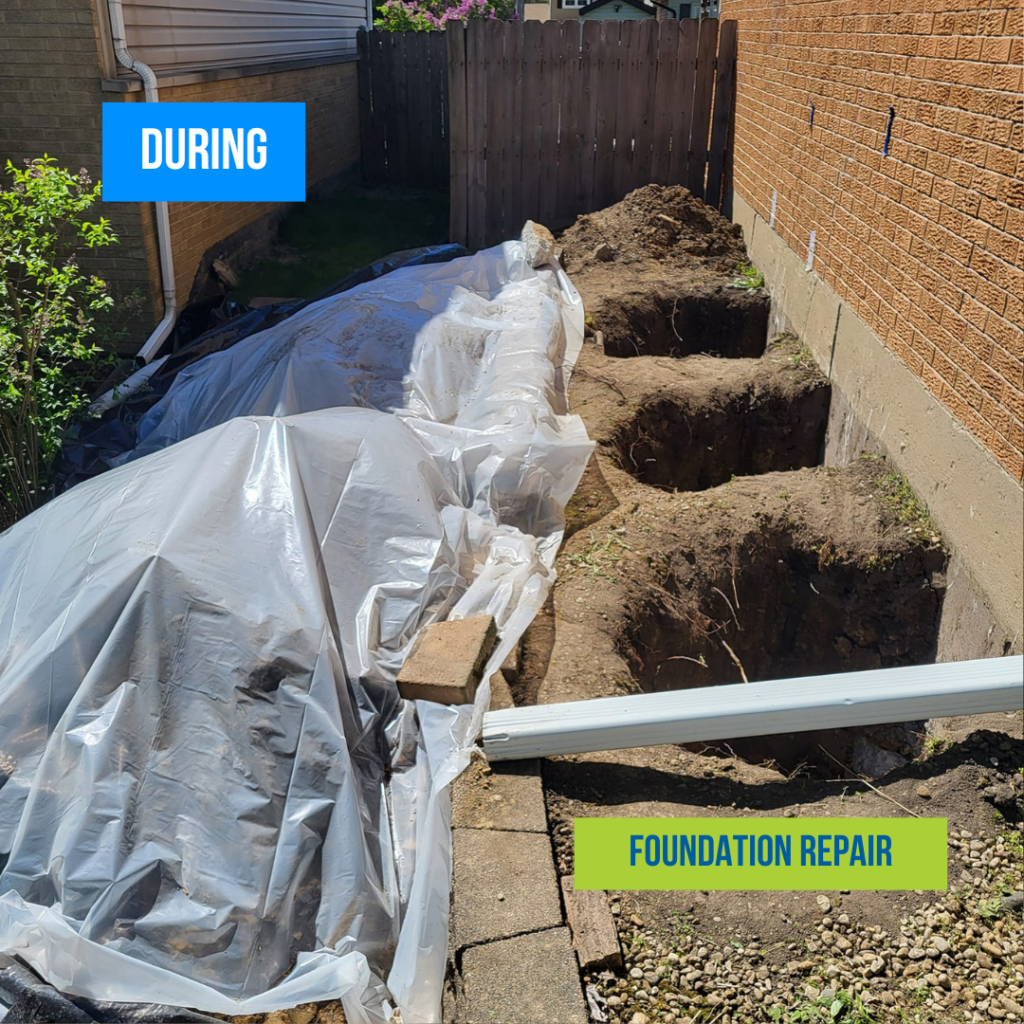 Foundation Pier Installation on Home In Burr Ridge, IL