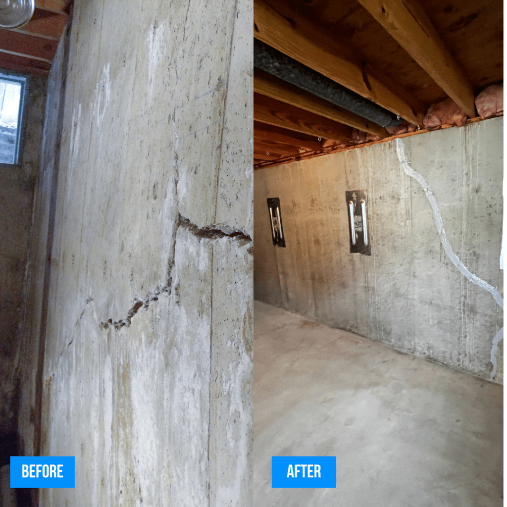 Bowed Wall Repair Before and After