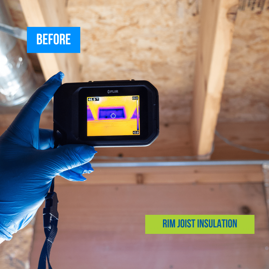 Rim Joist Insulation Before