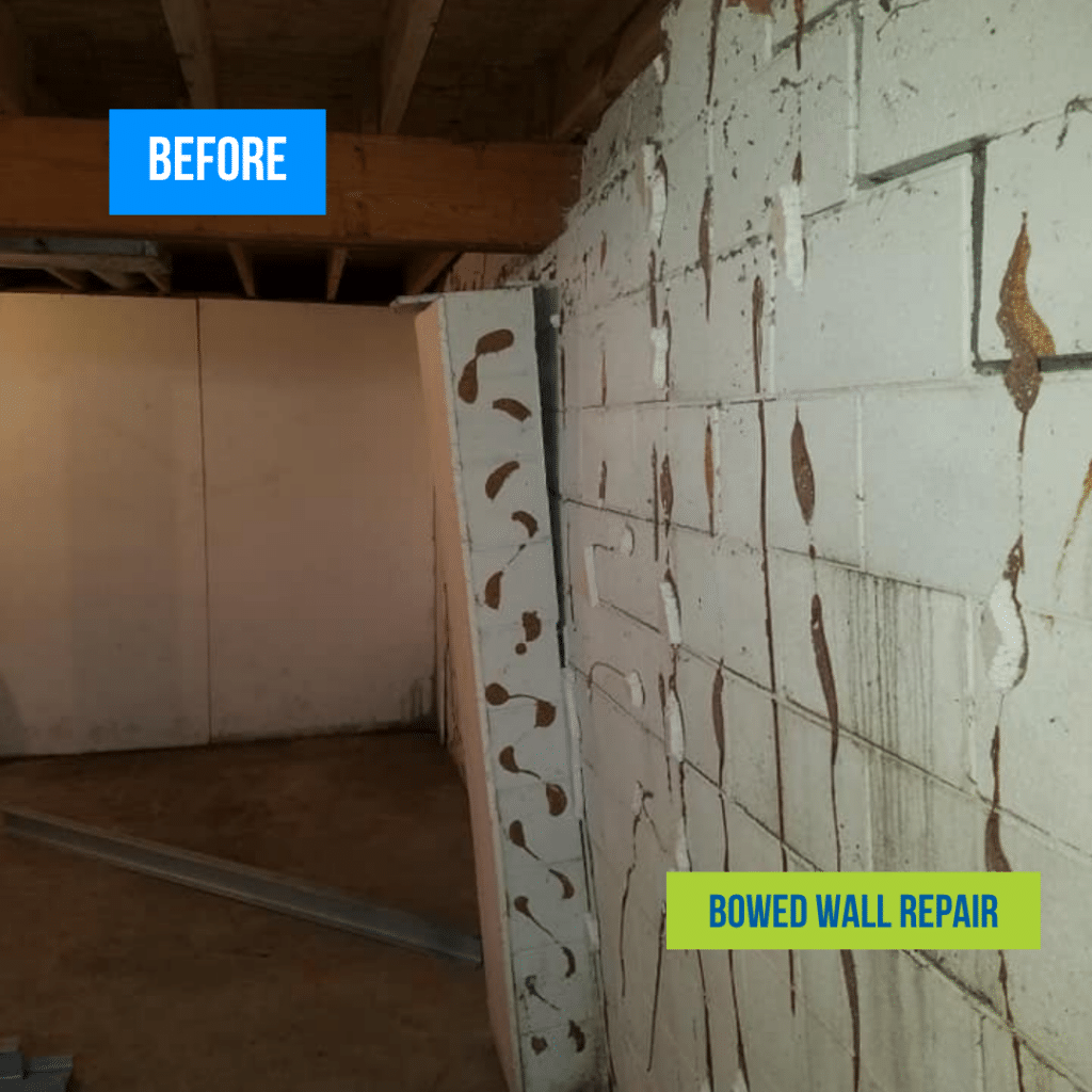 bowed wall repair in Chicago before